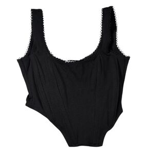 ASOS Black Corset Top with Scalloped Edge Details & Boning Size US 6